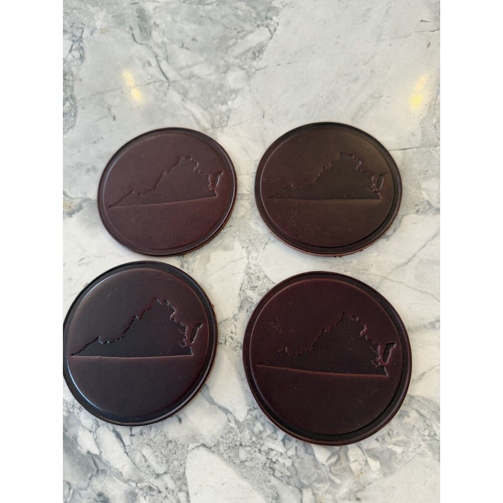 Clayton & Crume Leather Virginia Coasters Set of 4 Brown Made in USA
